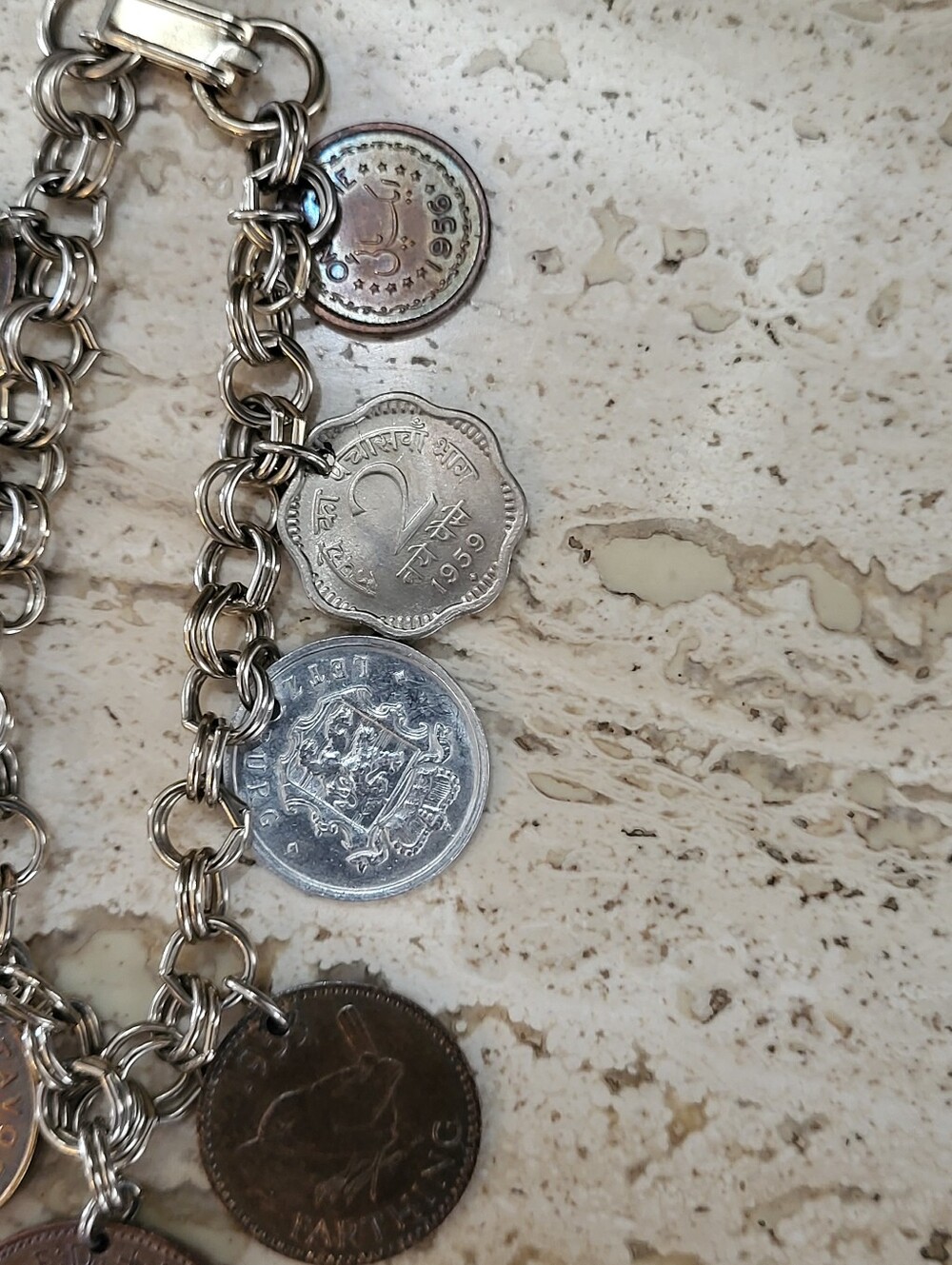 Mid-Century Travel Coin Bracelet 7" - Picture 3 of 6